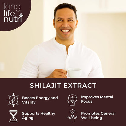 Shilajit Pure Himalayan Extract 500mg with 15% Fulvic Acid 500mg - 120 Vegetarian Capsules, 4 Month Supply, Organic Supplement for Vitality & Mental Clarity, Made in USA, Gluten-free, Non-GMO