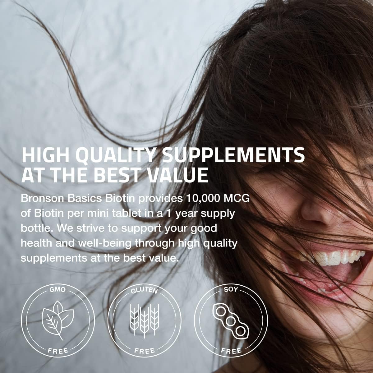 Bronson Biotin 10,000mcg – Supports Healthy Hair, Skin and Nails, Vegetarian, Non-GMO, 150 Tablets - görsel 4