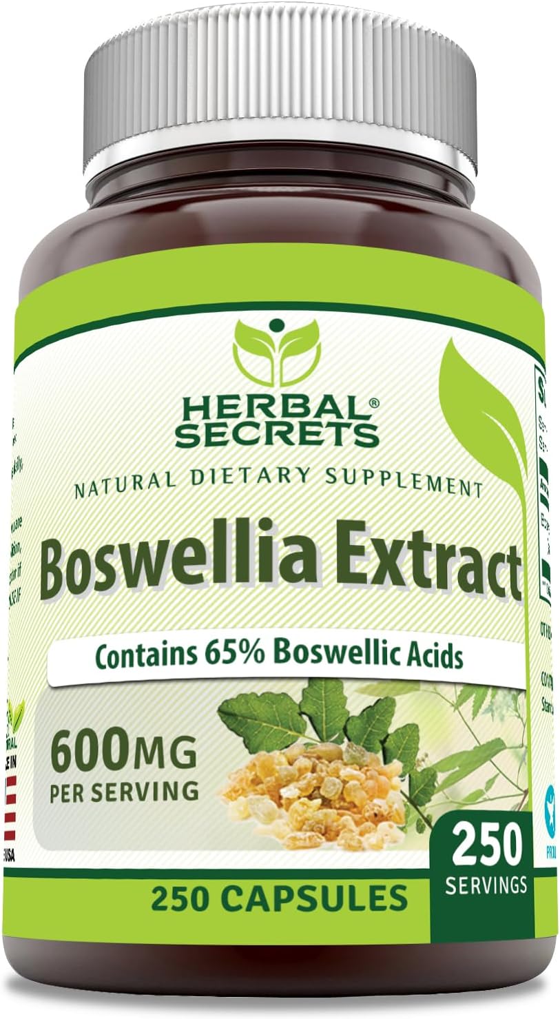 Herbal Secrets Boswellia Serrata Extract (65% Boswellic Acids) 600 mg Capsules, 250 Capsules - görsel 1