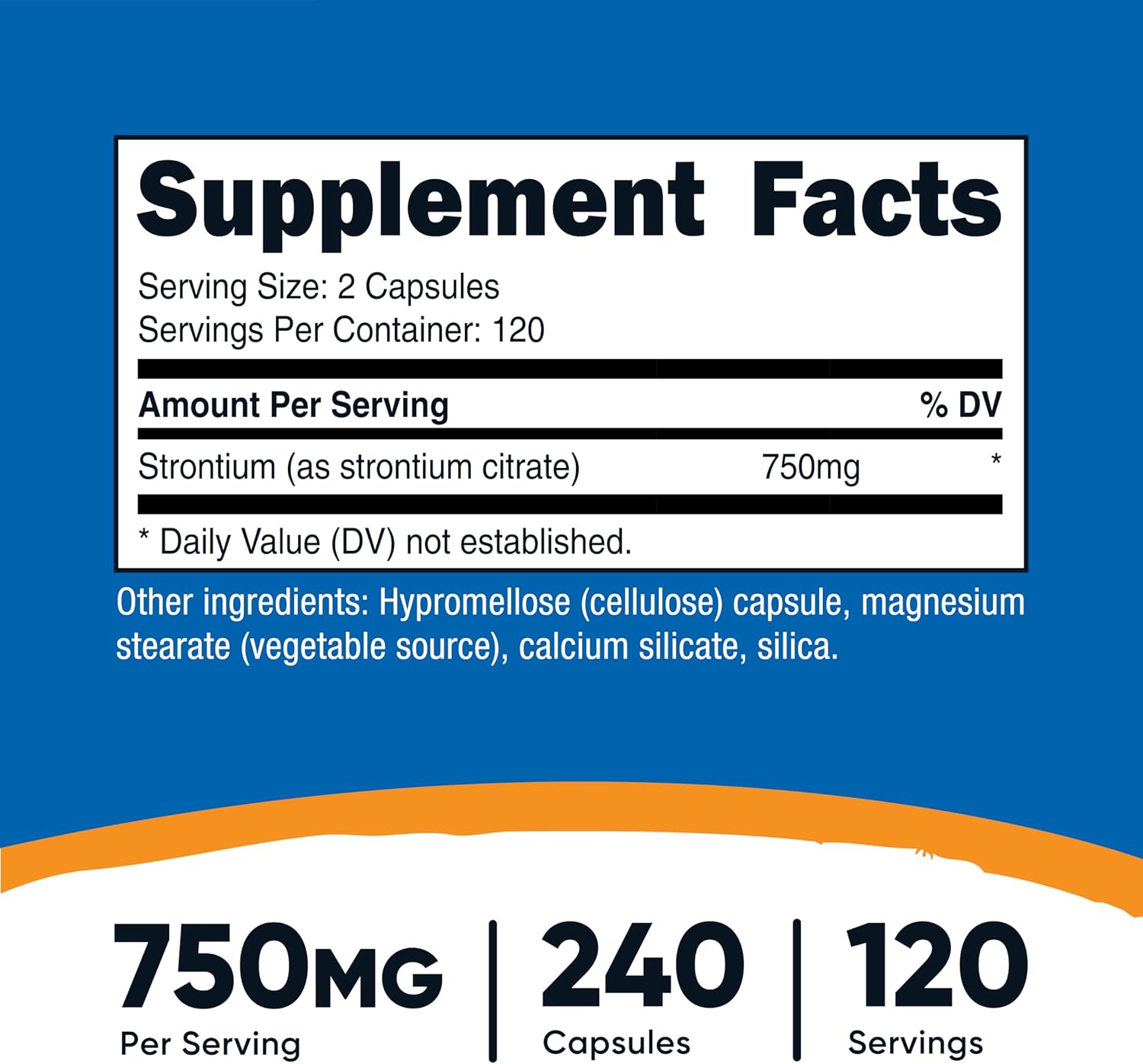 Nutricost Strontium Capsules 750mg, 240 Capsules - görsel 2