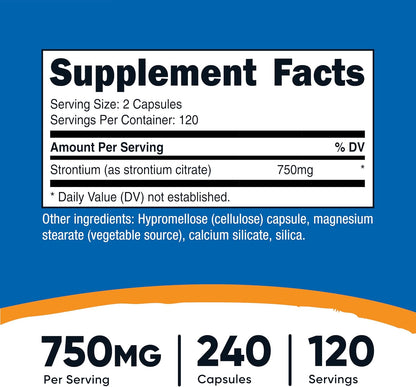 Nutricost Strontium Capsules 750mg, 240 Capsules
