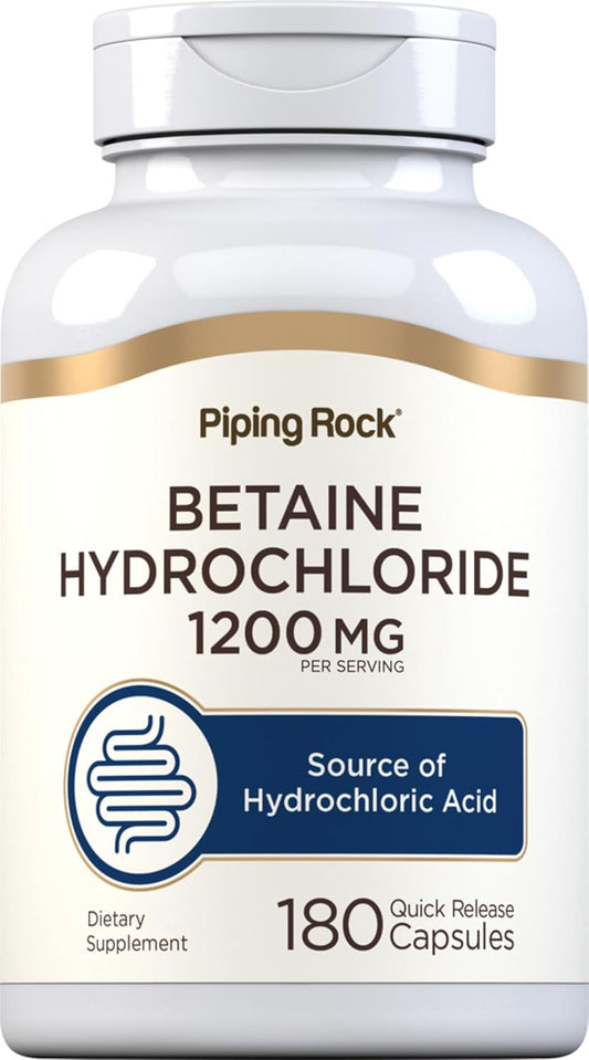Piping Rock Betaine HCl Capsules, 1200 mg, 180 Quick-Release Capsules