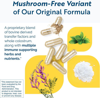 Researched Nutritionals Transfer Factor Multi-Immune Colostrum Supplement - Mushroom-Free Immune Support (90 Capsules)