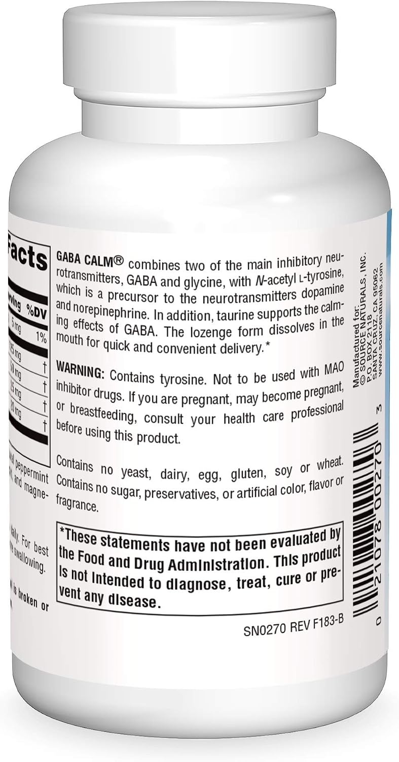 Source Naturals Serene Science, GABA Calm Quick Dissolving Peppermint Flavour - 120 Lozenges - görsel 2