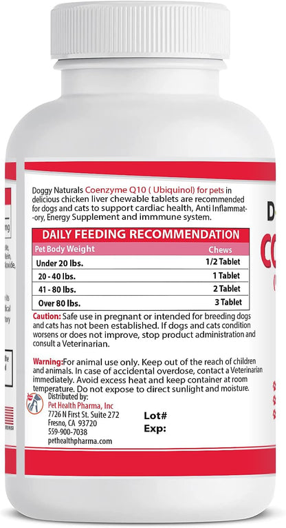 Coenzyme Q10 High Potency COQ10-40mg UBIQUINOL for Dogs (120 Tablets) - Made in USA