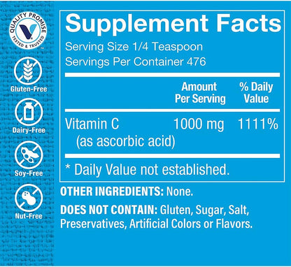 The Vitamin Shoppe Vitamin C 1,000 mg Powder – Immune Support, Antioxidant Protection & Collagen Formation