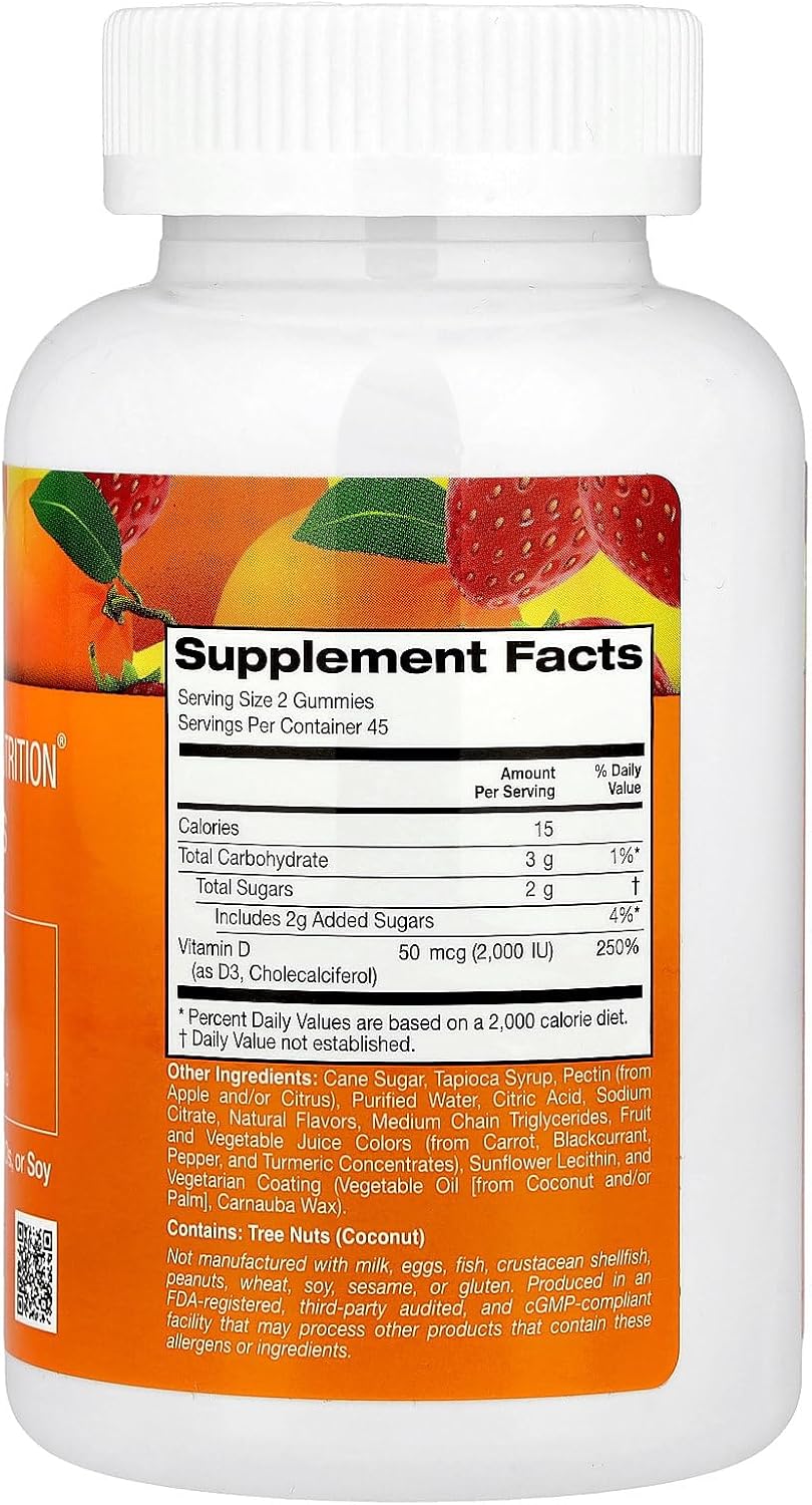 California Gold Nutrition Vitamin D3 Gummies, Lemon, Orange, & Strawberry, 90 Gummies (25 mcg (1,000 IU per Gummy)) - görsel 2