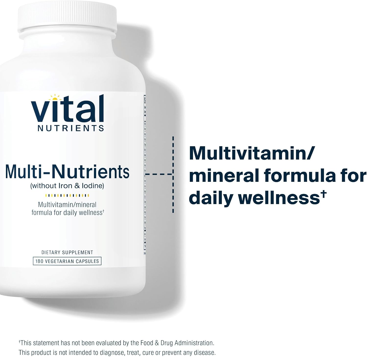 Vital Nutrients Multi-Nutrients (No Iron or Iodine) - Comprehensive Daily Multivitamin and Mineral Formula with Antioxidants - 180 Capsules - görsel 3