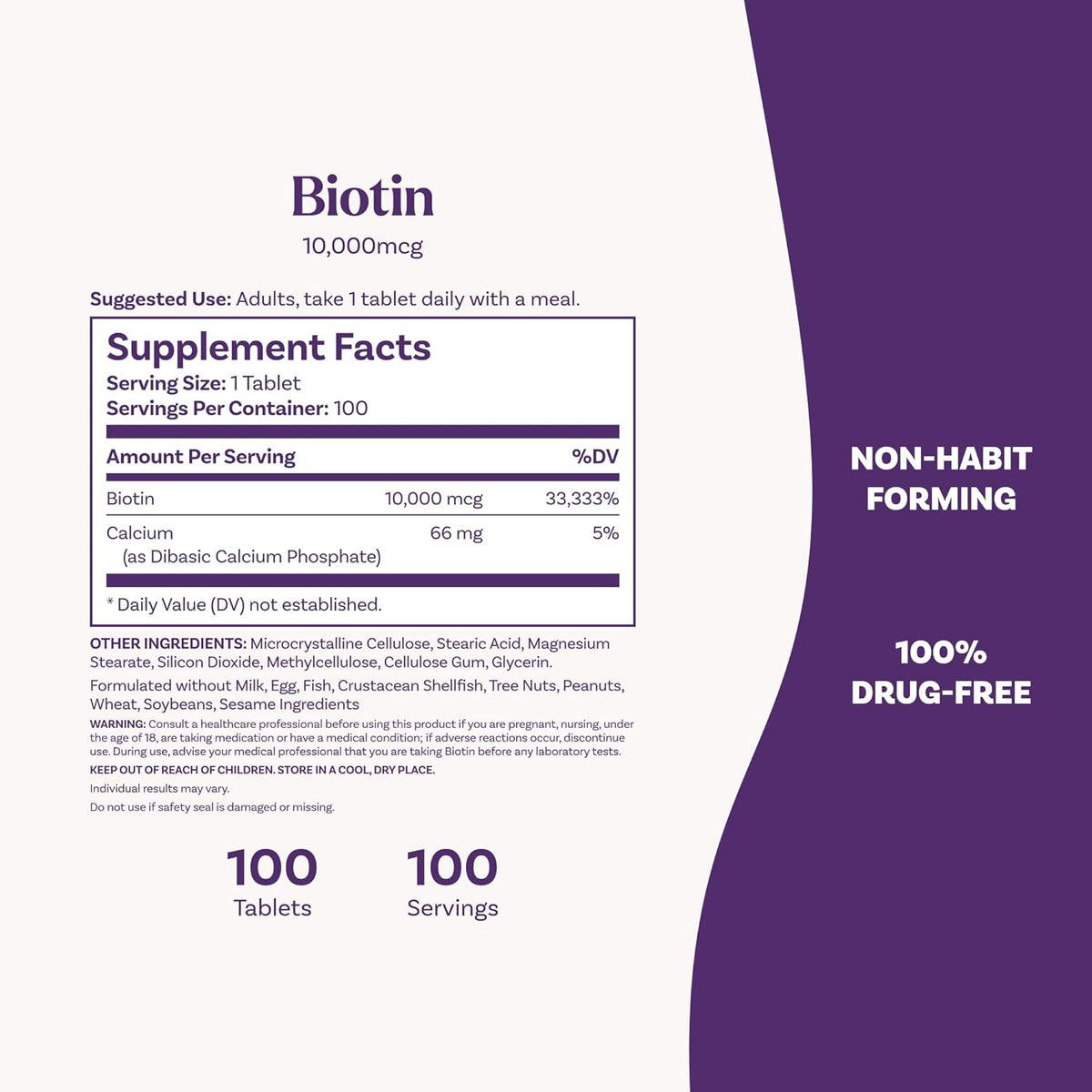 Natrol Beauty Biotin 10,000mcg Vitamins for Beauty, 100 Tablets - görsel 4