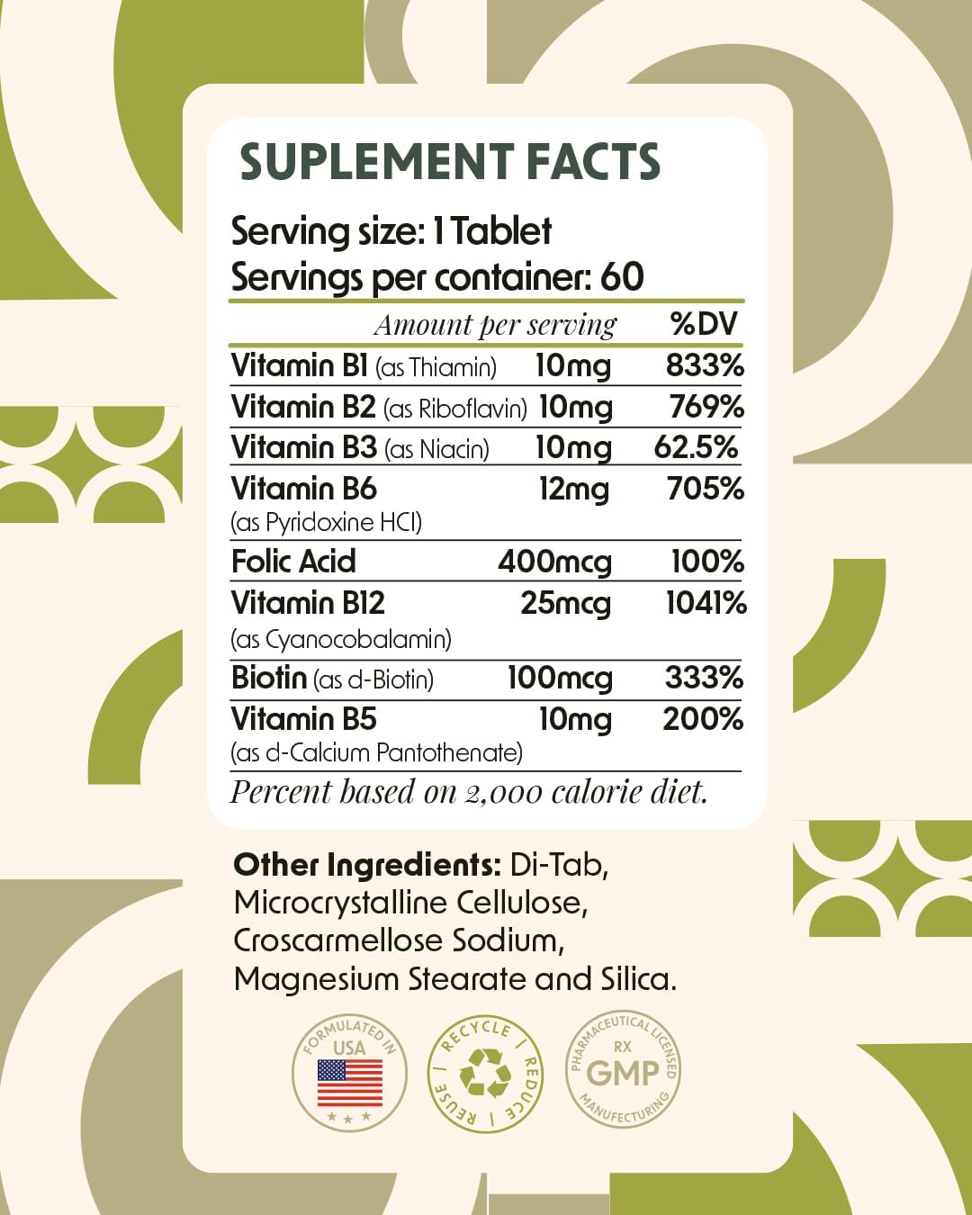 Alpha & Omega Nutrition Vitamin B Complex + Folic Acid – 60 Tablets - görsel 2