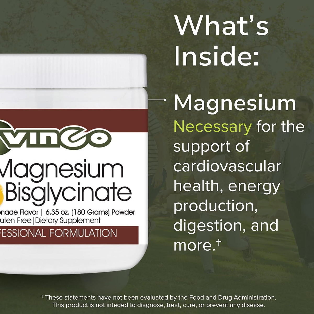 Vinco Magnesium Bisglycinate Powder – Advanced Muscle Support – 6.35 oz (30 Servings) – Lemonade Flavoured - görsel 4