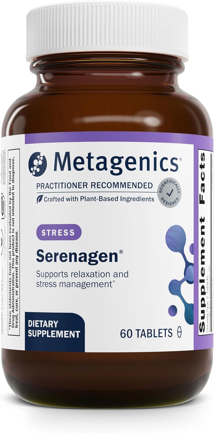 Metagenics Serenagen Food Supplement - Herbal Stress Support with Asian Ginseng & Traditional Chinese Herbs - for Calm, Focus, Energy & Sleep - Non-GMO, Gluten-Free, Vegetarian - 60 Tablets - görsel 1
