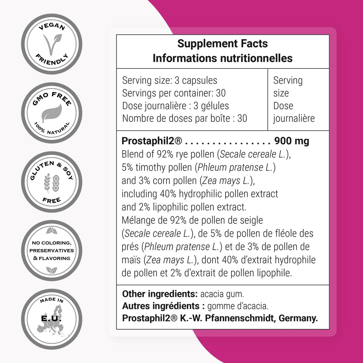 Supersmart - Prostaphil2 900mg per Day (Patented) - Natural Grass Pollen Extract - Rich in Phytosterols Beta-Sitosterol | Non-GM & Gluten-free - 90 Vegetarian Capsules - görsel 4