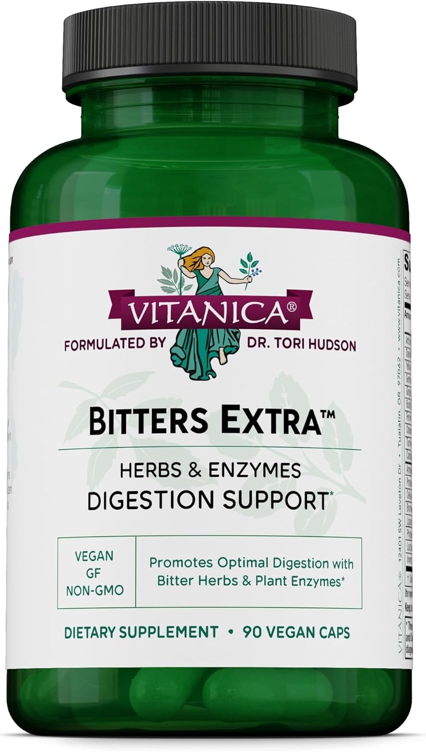Vitanica Bitters Extra - Digestion Support Supplement with Dandelion Root - Digestive Enzymes & Ginger Root - 90 Capsules - görsel 1