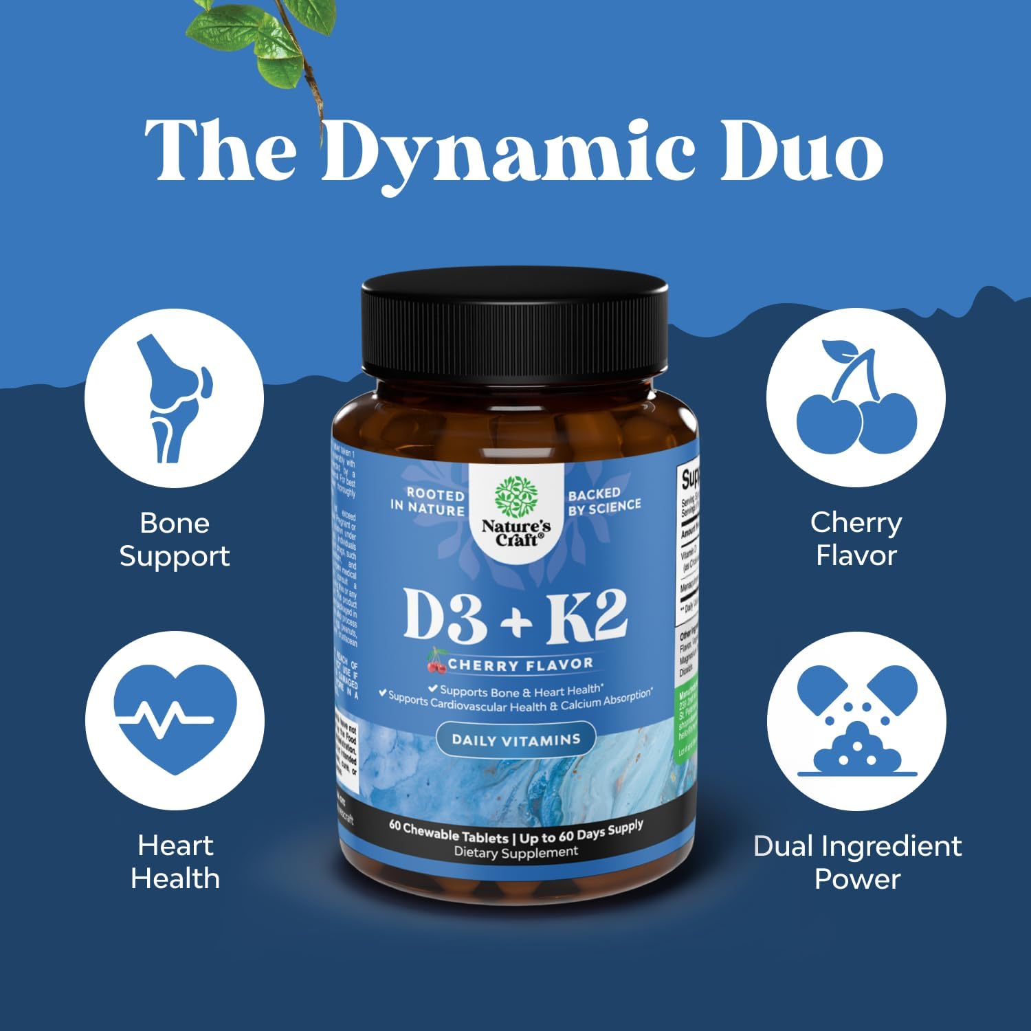 Vitamin D3 with K2 MK7 Supplement – 2000 IU D3 + K2 for Immune, Bone & Heart Health – 60 Tablets - görsel 4