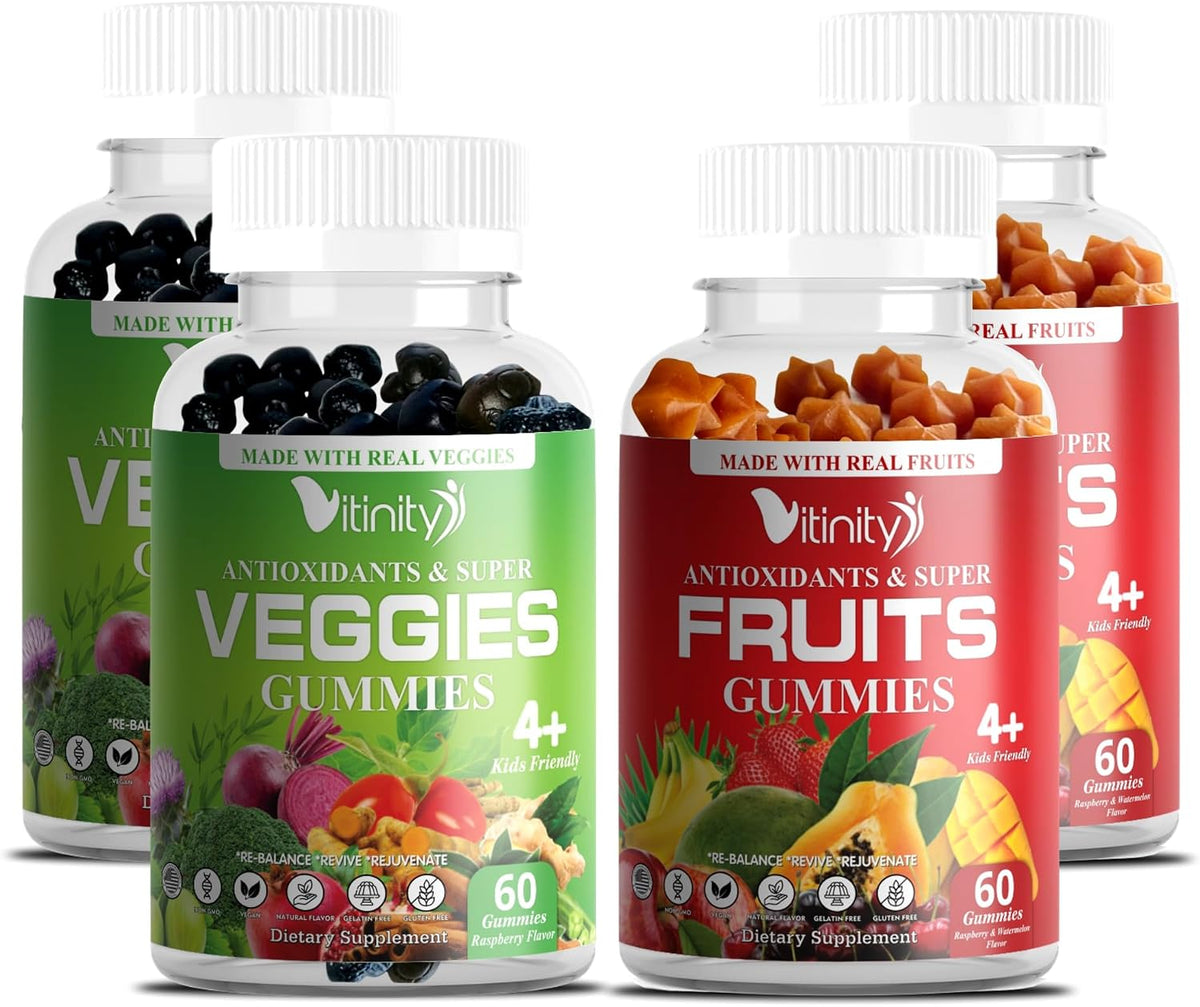 VITINITY Fruit and Veg Supplement Gummies – Real Greens & Fruits, Vegan, 60 Gummies - görsel 9