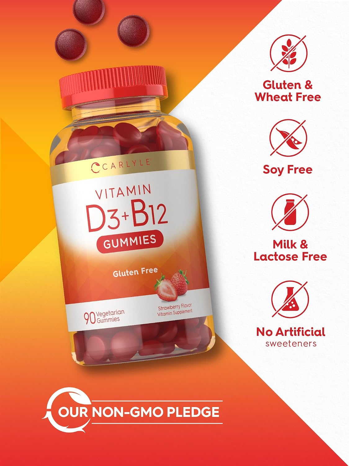 Carlyle Vitamin D3 + B12 Complex Gummies – 90 Count - görsel 5