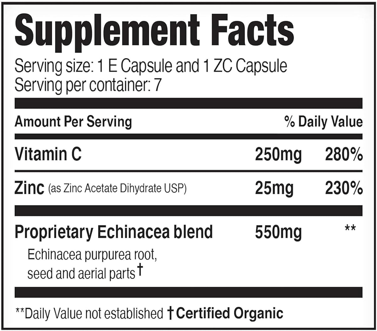 EZC Pak On The Go Immune Support with Echinacea, Vitamin C & Zinc - Travel-Friendly Immunity Supplement for Adults - Vegetarian & Gluten-Free - görsel 2