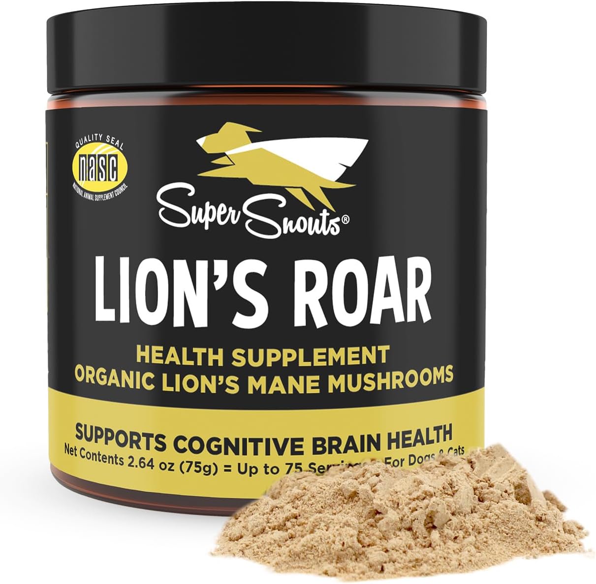 Super Snouts Lion's Roar Lion's Mane Mushroom Supplement for Dogs and Cats, 75 g - görsel 1