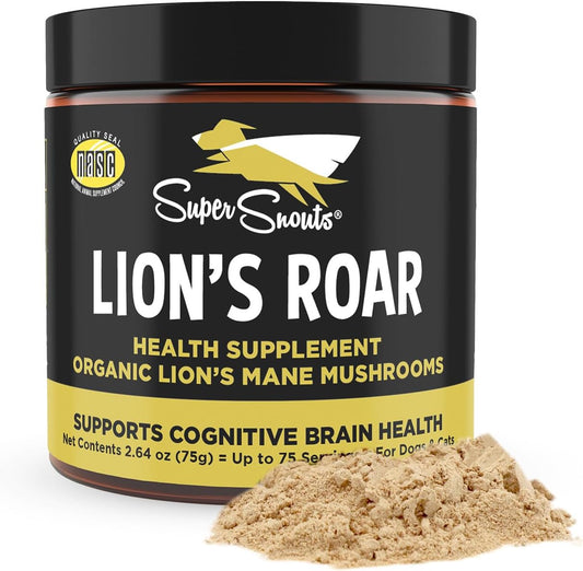 Super Snouts Lion's Roar Lion's Mane Mushroom Supplement for Dogs and Cats, 75 g