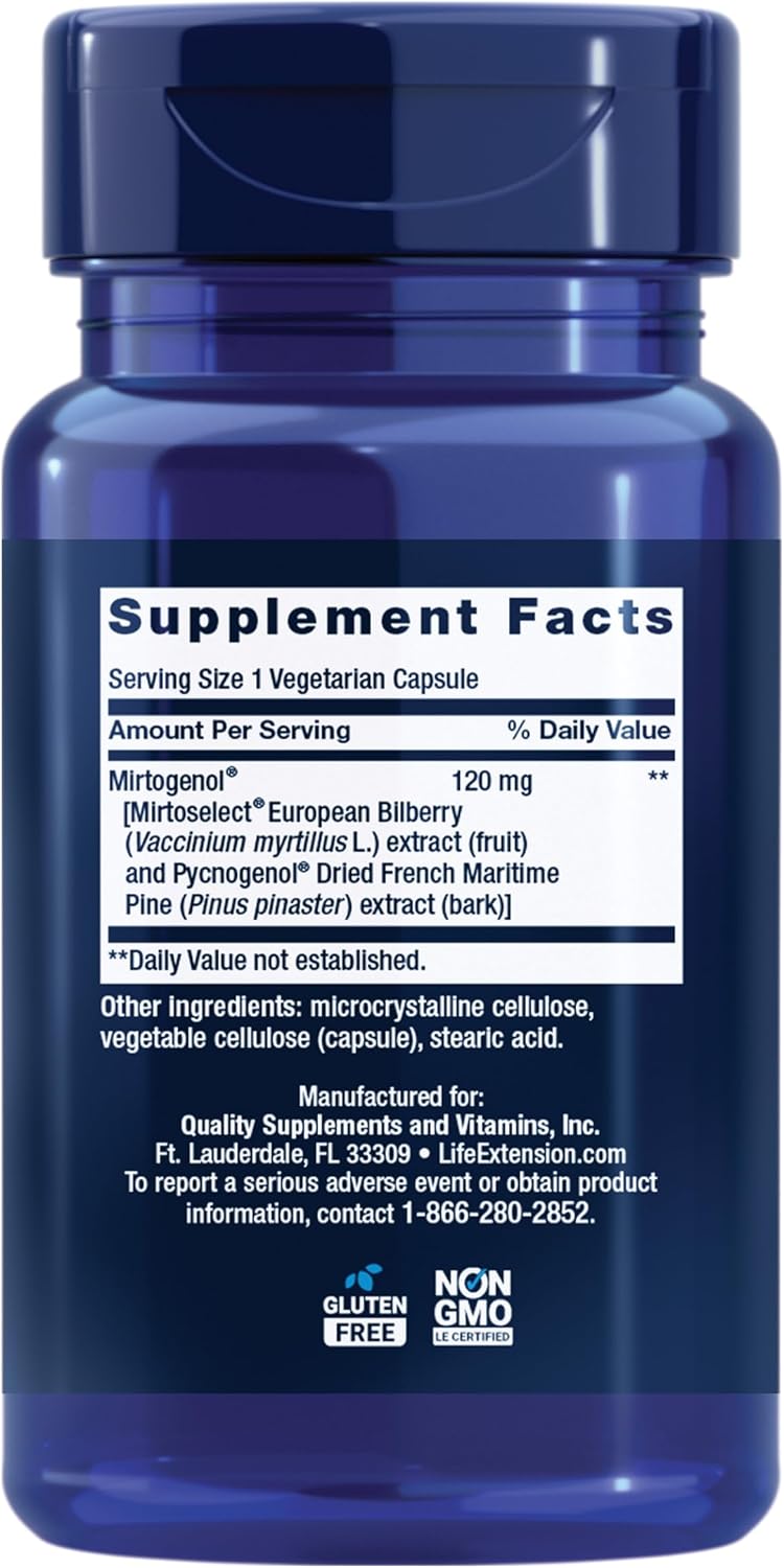 Life Extension Eye Pressure Support with Mirtogenol - Eye Health Supplement for Healthy Eye Pressure - with French Maritime Pine Bark - Gluten-free, Vegetarian, Non-GM - 30 Capsules - görsel 2