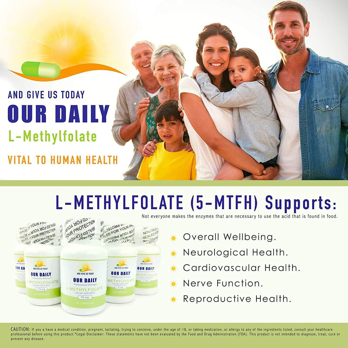 Our Daily Vites L-Methylfolate 1 mg (1000 mcg) – Active Folate (5-MTHF) – No Fillers, Gluten-free, Non-GM – 180 Capsules - görsel 2