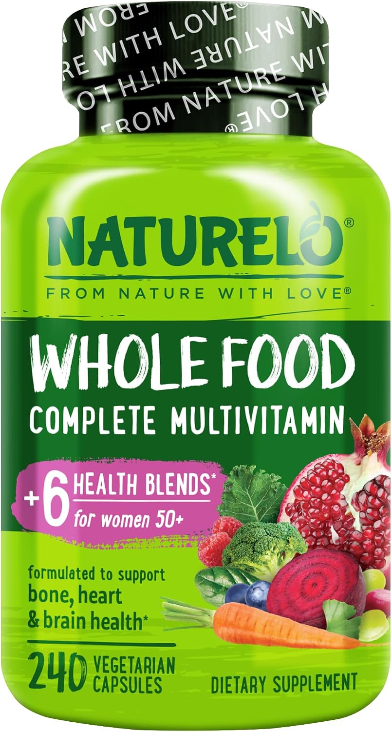 NATURELO Whole Food Multivitamin for Women 50+ (Iron Free) – Vegan, Non-GMO, 240 Capsules - görsel 1