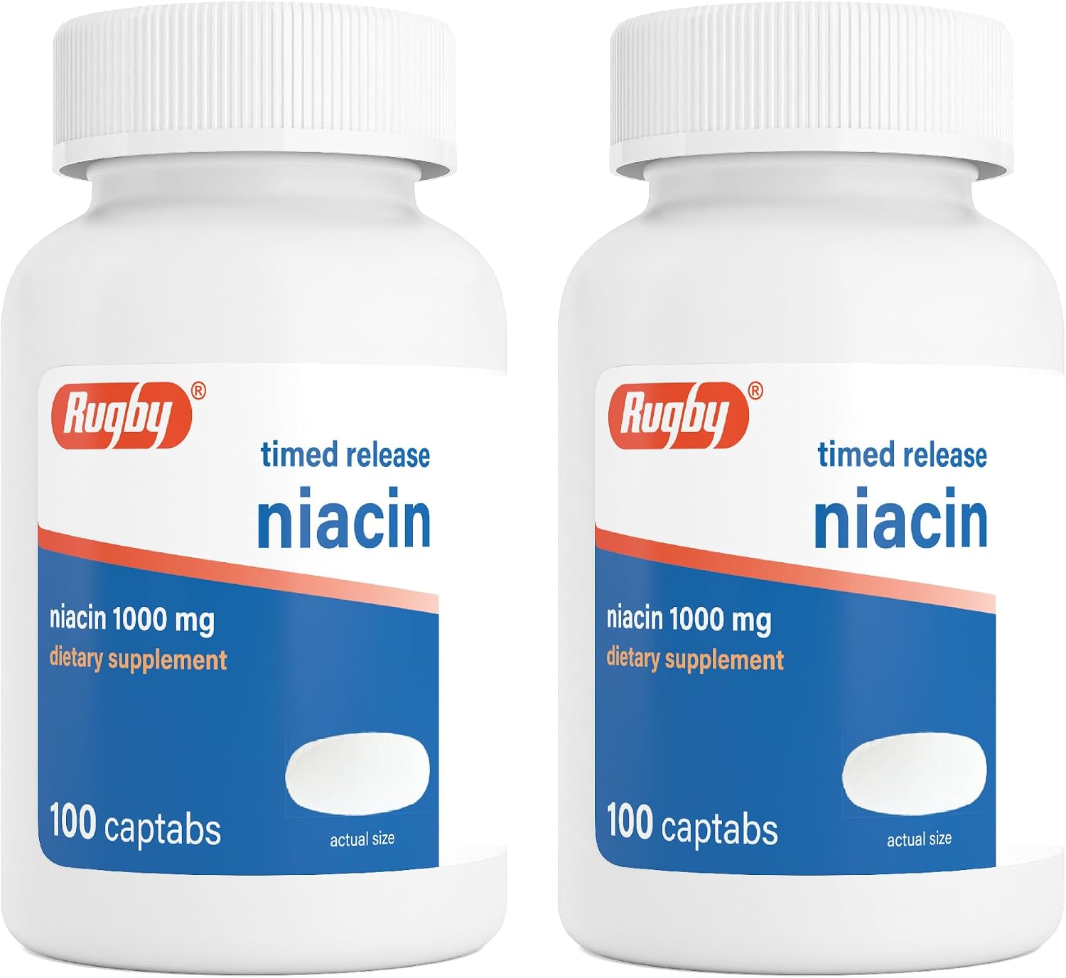 Rugby Timed-Release Niacin 1000mg – 100 Captabs (Pack of 3) - görsel 10
