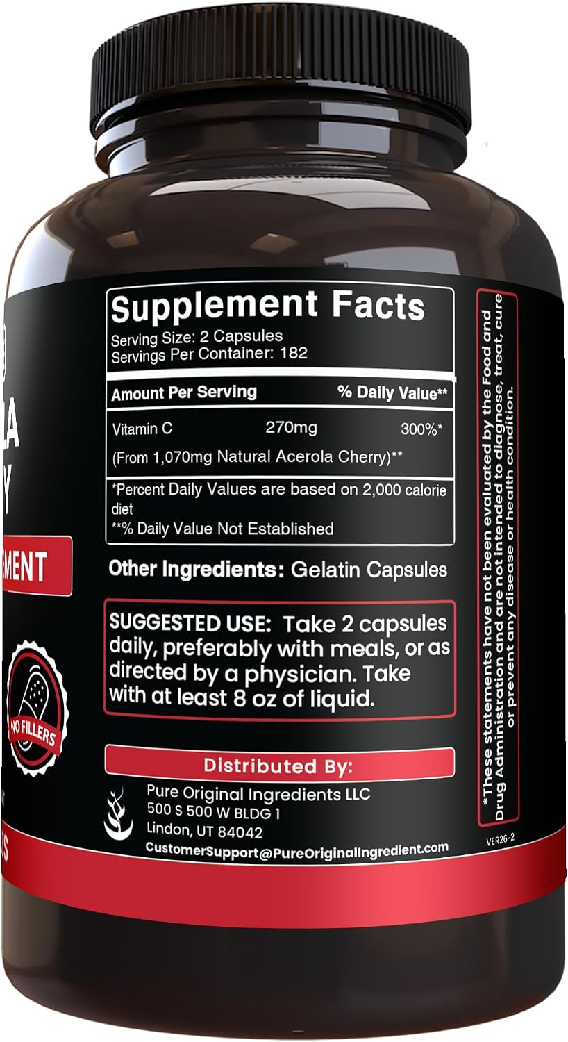 Pure Original Ingredients Acerola Cherry (365 Capsules) - görsel 2