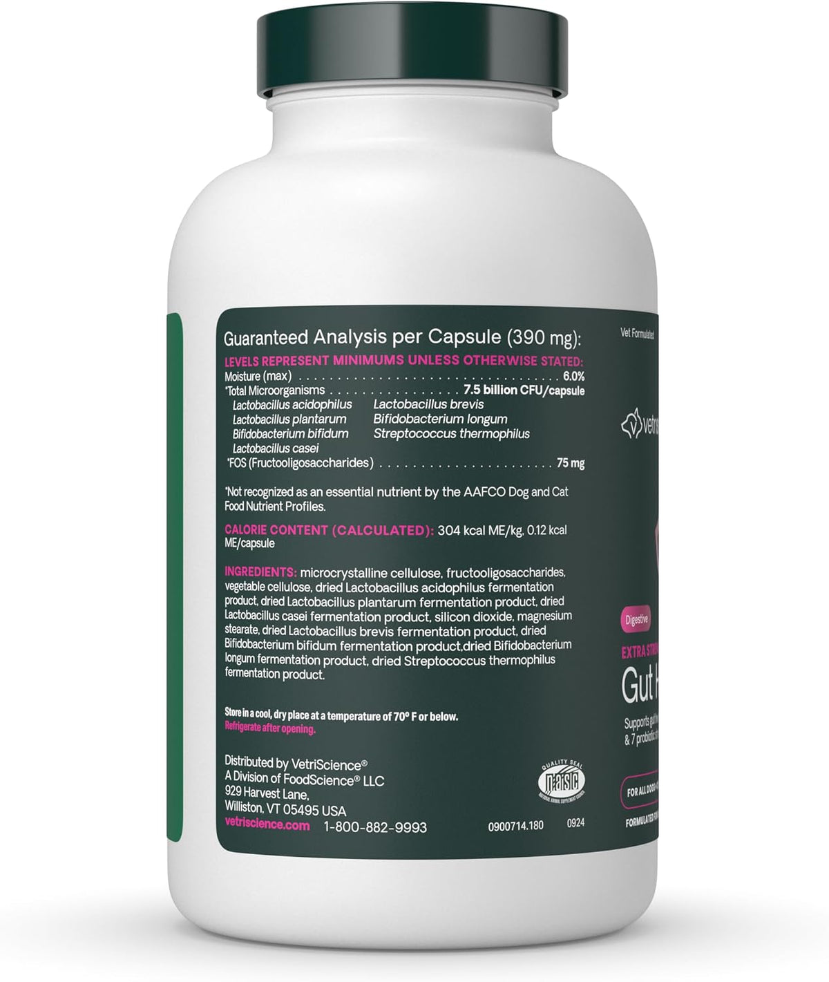 VetriScience Extra Strength Gut Health Probiotic & Prebiotic for Dogs & Cats, 180 Capsules - görsel 8