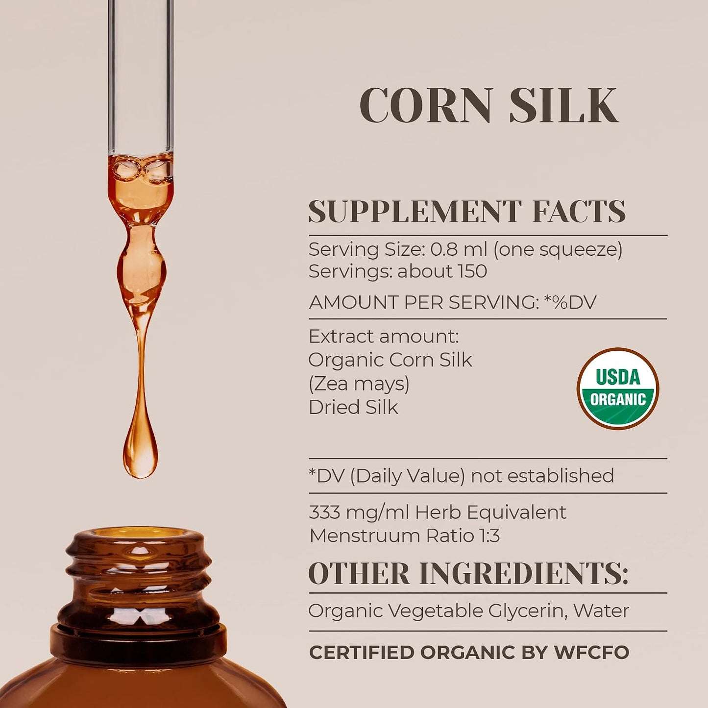 Garden Organics Corn Silk USDA Organic Alcohol-Free Extract | High-Potency Tincture | 118 ml - görsel 3
