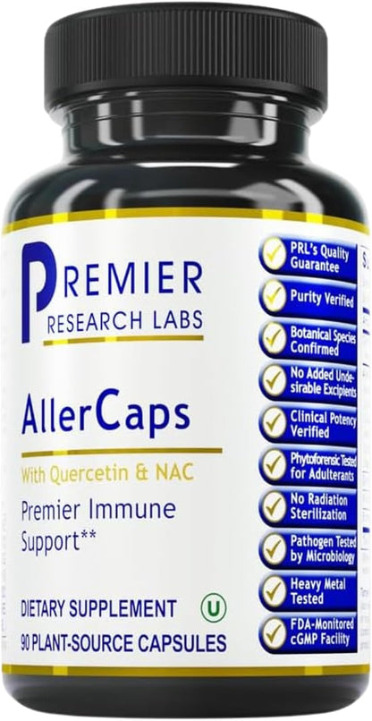 Premier Research Labs AllerCaps - Lung Health Food Supplement with NAC, Bromelain, Reishi & Quercetin - 60 Vegetarian Capsules