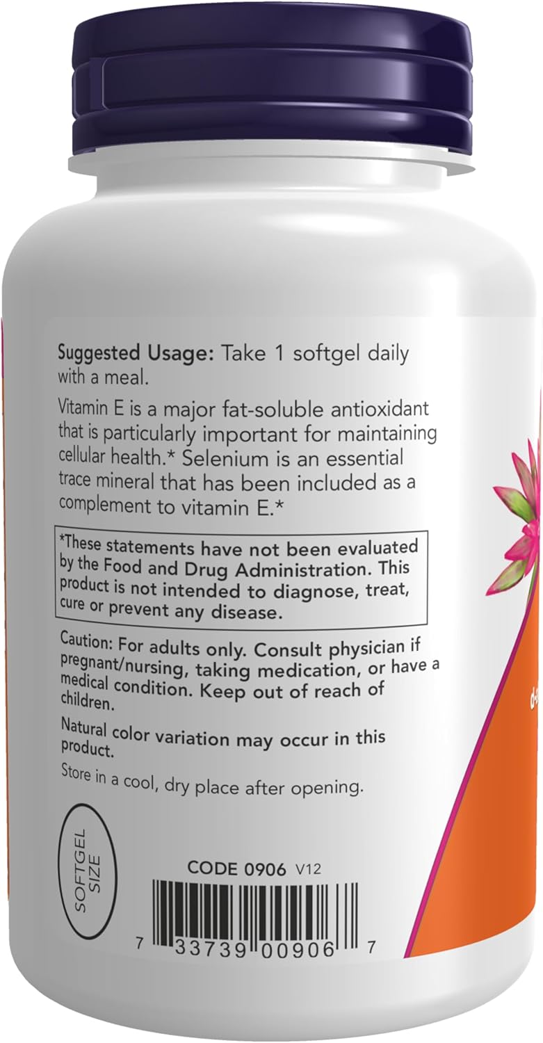NOW Foods Vitamin E-400 IU Mixed Tocopherols Softgels - 100 Count - görsel 3