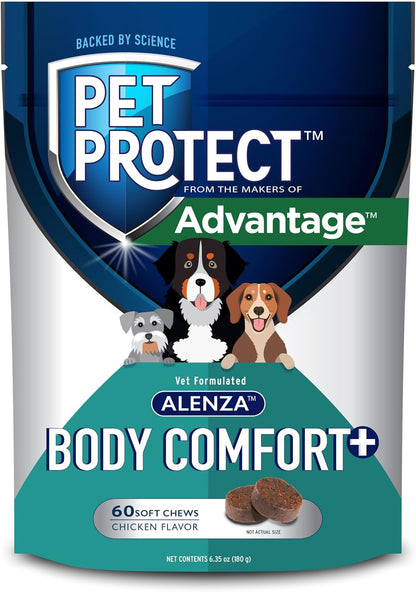 Pet Protect Whole Body Comfort+ Supplement for Dogs, Vet-Formulated Alenza, Chicken-Flavoured Soft Chews (60 Chews)