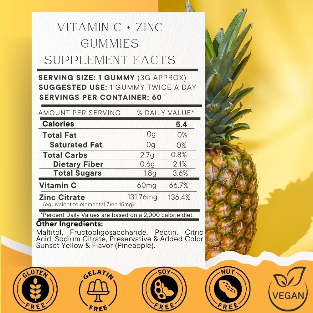 SOHM Vitamin C 60,000 mcg + Zinc 15,000 mcg Gummies for Adults – 60 Count - görsel 4