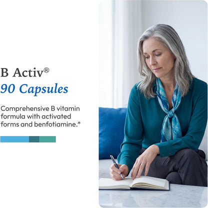 XYMOGEN B Activ - B Vitamins Food Supplement for Carbohydrate Metabolism Support - Supports Nervous System & Immune Function - Gluten-Free & Vegetarian - 90 Capsules