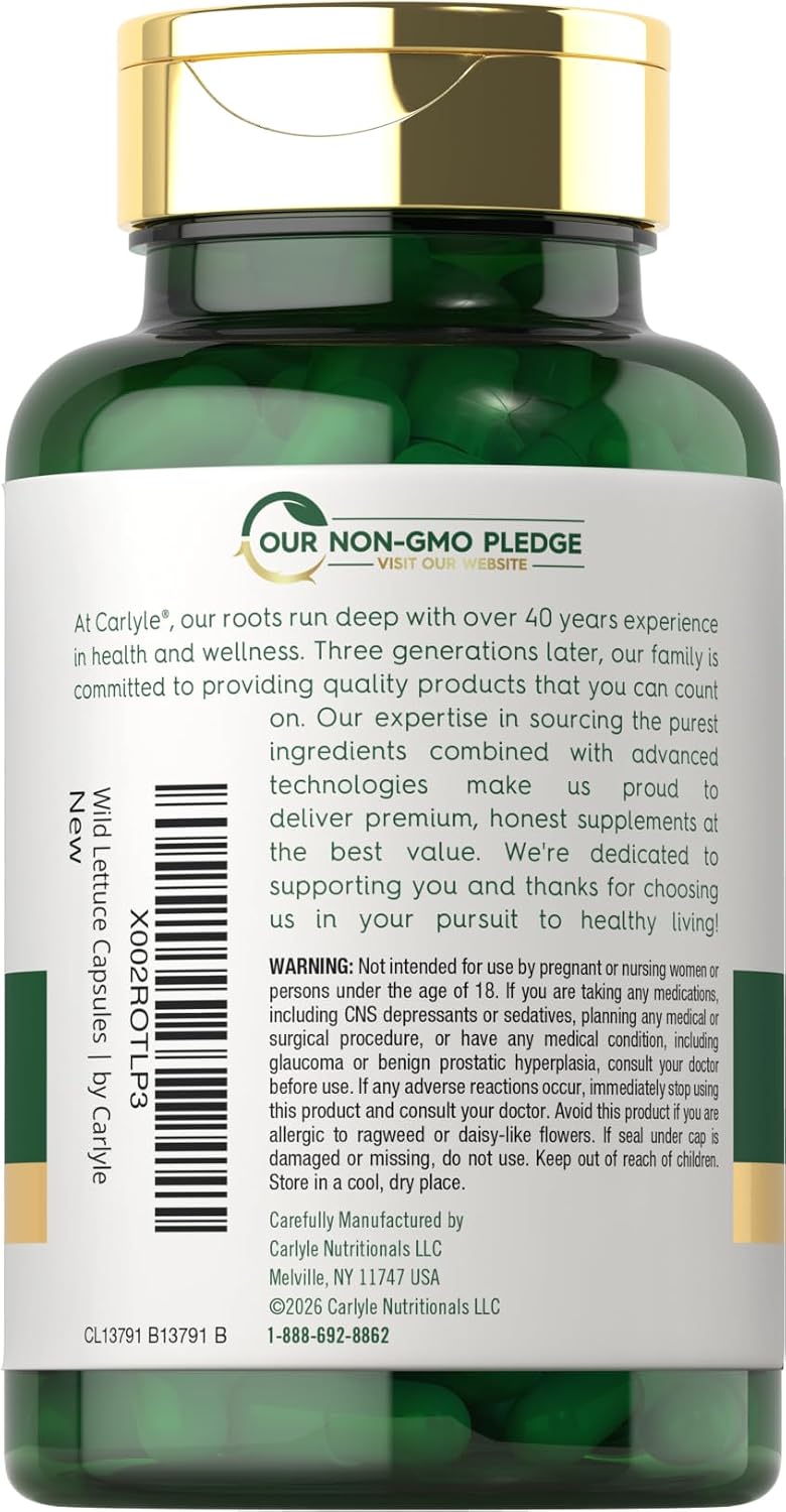 Carlyle Wild Lettuce Extract | 200 Capsules | Herbal Leaf Supplement | Non-GMO & Gluten-free - görsel 3