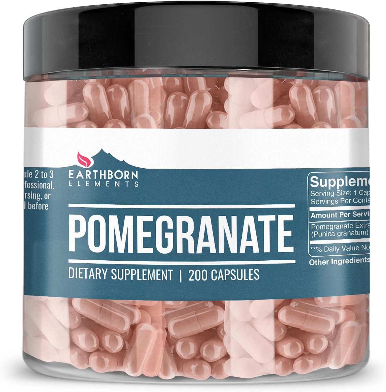 Earthborn Elements Pomegranate 200 Capsules, Pure & Undiluted, No Additives - görsel 1