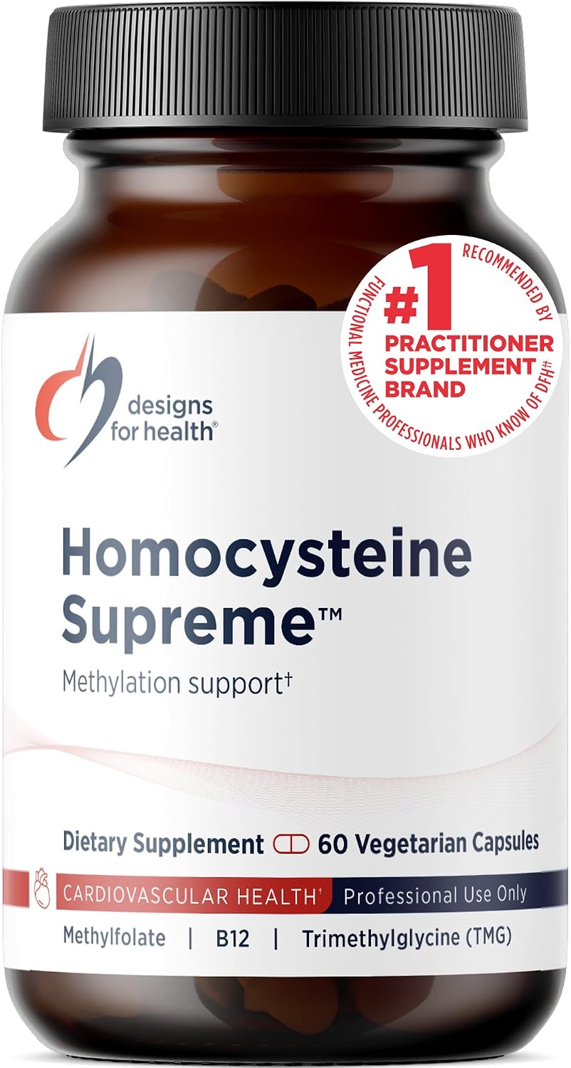 Designs for Health Homocysteine Supreme - Methylated B Vitamins with Riboflavin, B6, B12, Folate, L-Serine & TMG for Brain Support and Heart Health - Methylated Multivitamin (60 Capsules) - görsel 1