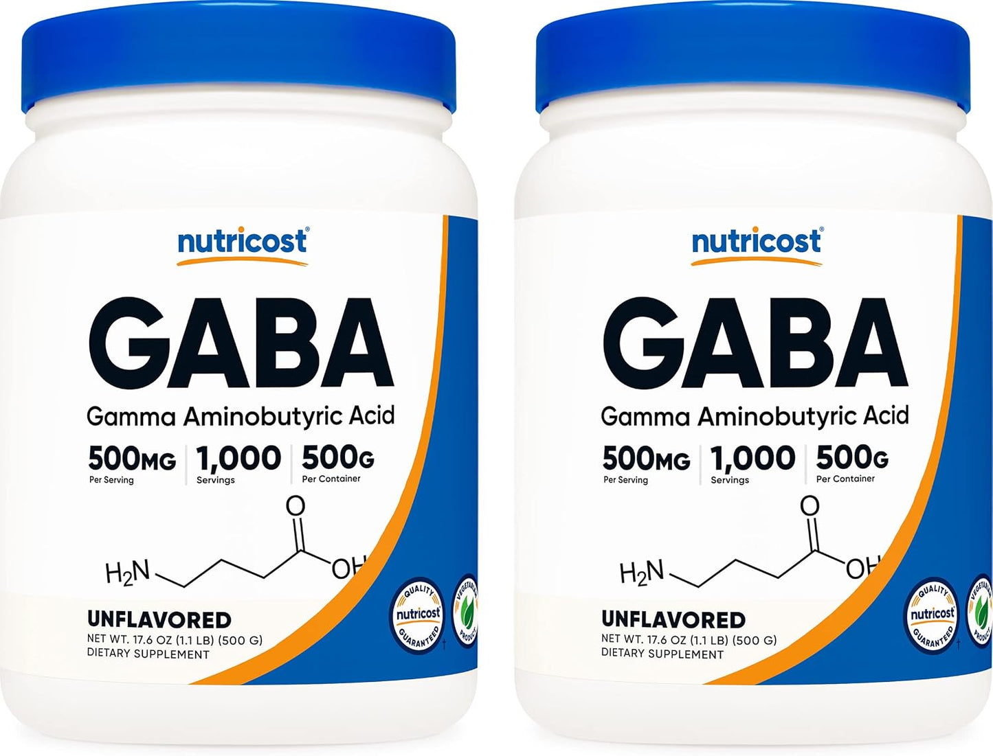 Nutricost Pure GABA Powder (Gamma-Aminobutyric Acid) - 500g (2 Pack) - görsel 1