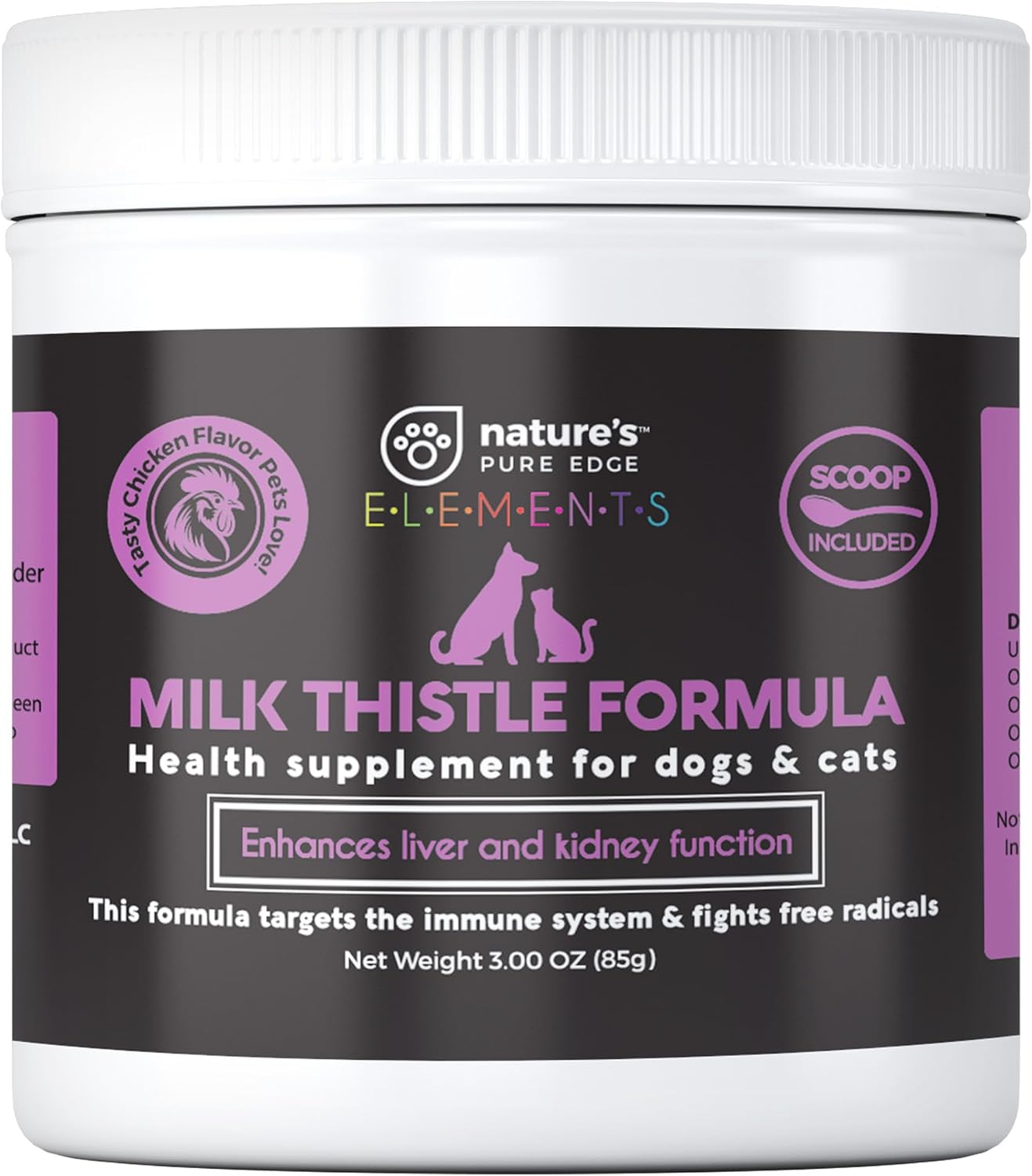 Milk Thistle for Dogs & Cats - Liver Supplement with Real Chicken - Extra Strength Hepatic Support - 85g Jar - görsel 1