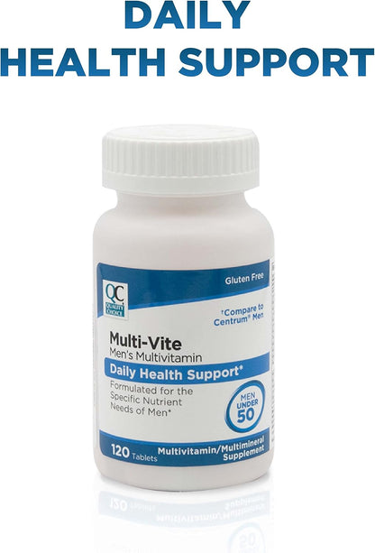 Quality Choice Men's Multi-Vite Multivitamin Tablets for Men Under 50, 120 Tablets