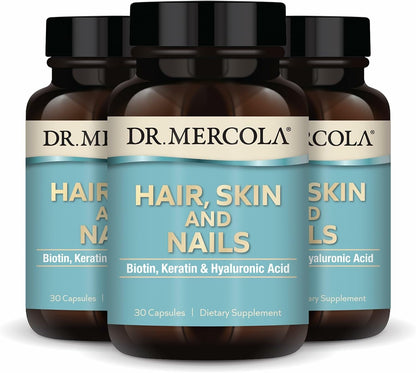 Dr. Mercola Hair, Skin and Nails – Biotin, Keratin & Hyaluronic Acid – 30 Capsules – Image 8