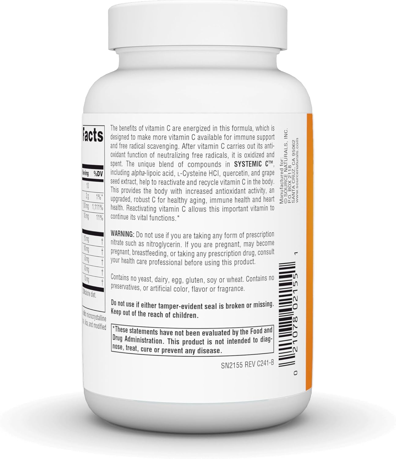 Source Naturals Systemic C, 500mg - 120 Tablets - görsel 3