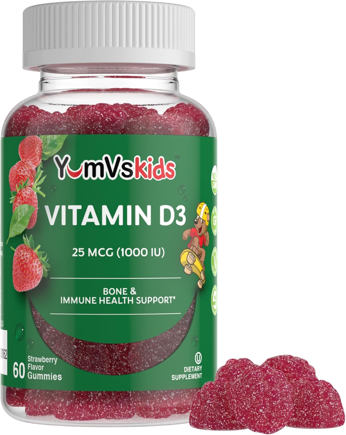 YUM-V's Chewable Vitamin D Gummies for Children - 1000 IU Vitamin D3 - 60 Gummies - görsel 1