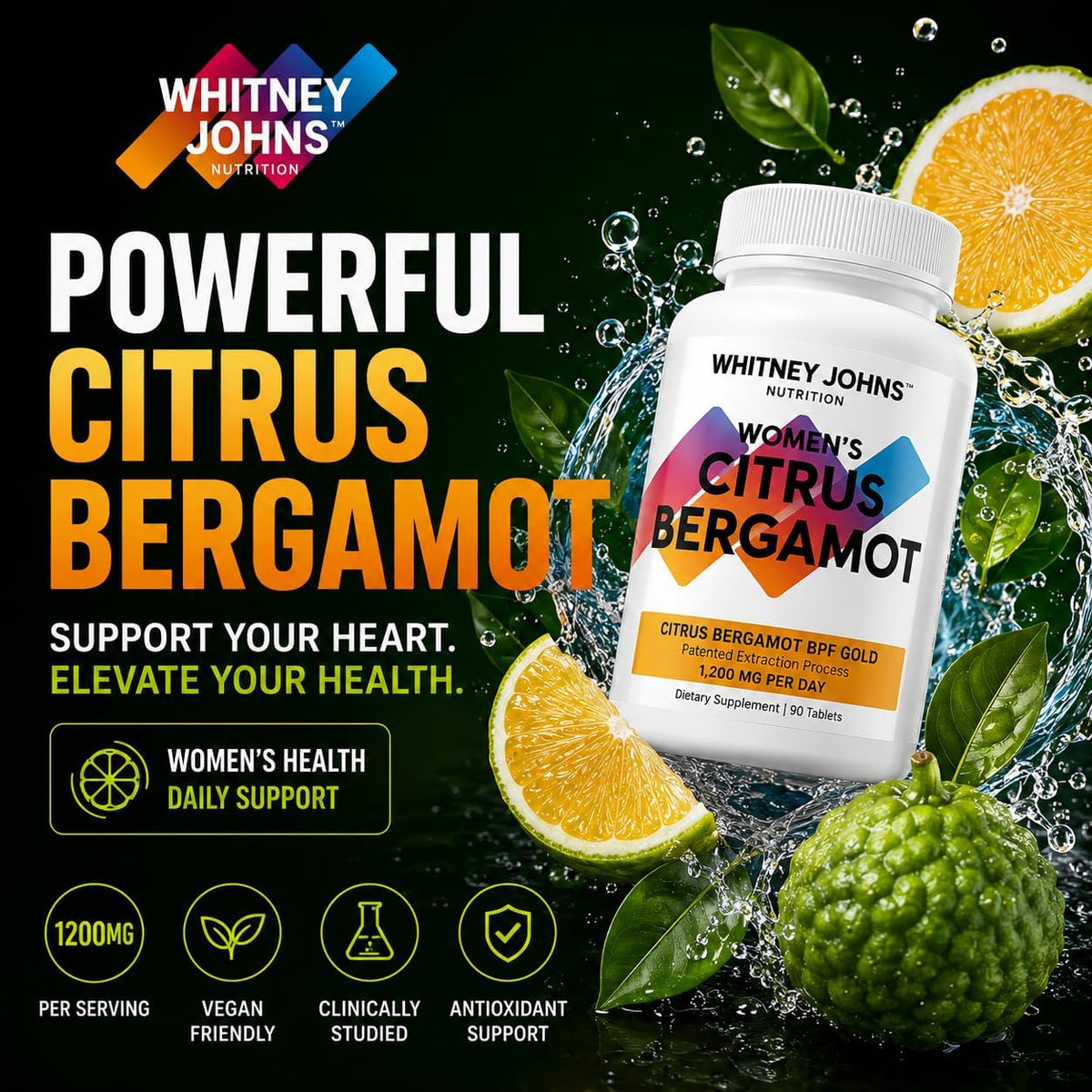 Whitney Johns Citrus Bergamot for Women, 1200mg, 90 Tablets - görsel 2