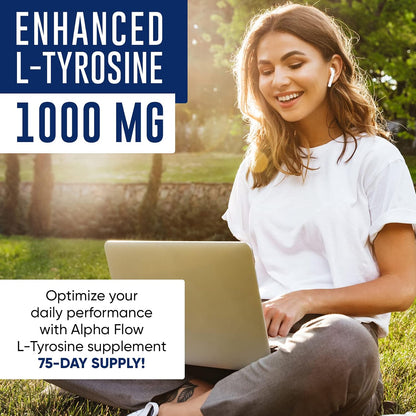 Alpha Flow L-Tyrosine 1000mg Capsules – All-Natural Focus and Energy Supplement
