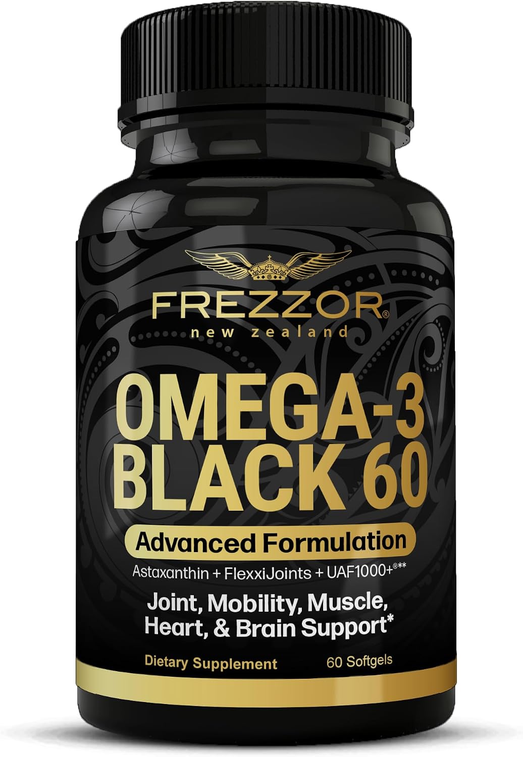 FREZZOR Omega 3 Black – New Zealand Green Lipped Mussel Oil Capsules for Joint Care & Comfort, 60 Soft gel capsule Capsules - görsel 1