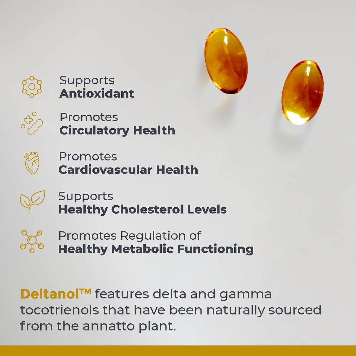 Premier Research Labs Deltanol - Tocotrienols Vitamin E, Annatto Tocotrienols for Men & Women, 100 mg Tocotrienol Complex Per Capsule, Antioxidants, Supports Heart & Metabolic Health - 60 Capsules - görsel 4