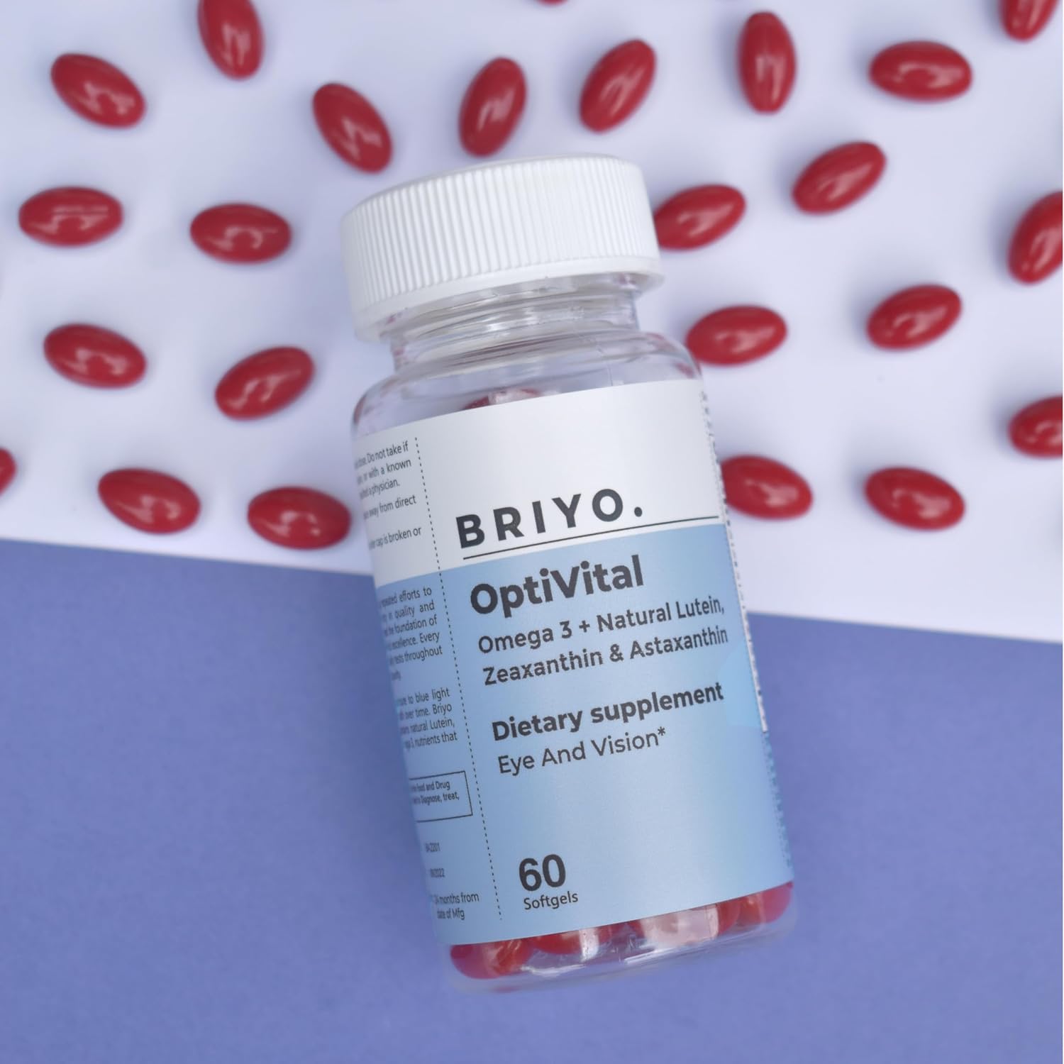 Briyo OptiVital Eye Health Supplement – Natural Lutein, Zeaxanthin, Astaxanthin & Omega-3 – 60 Capsules - görsel 5
